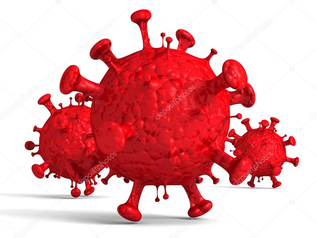 Abstract Red Virus Cells