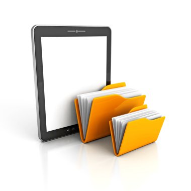 Tablet Pc ve sarı Ofice klasörler