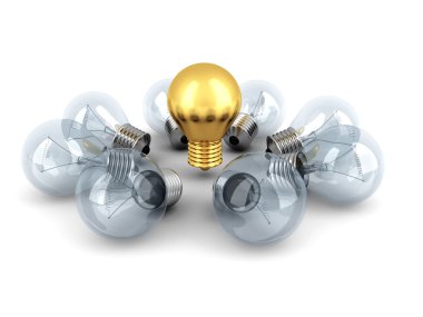 Golden Light Bulb Out From Others Bulbs clipart