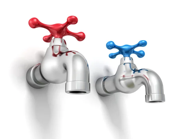 Cold And Hot Water Tap Faucets — Stock Photo, Image