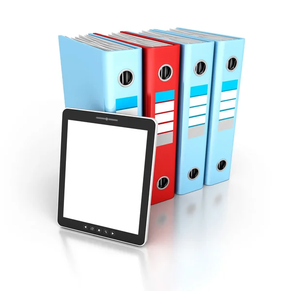 Tablet PC with Office Ring Binders — стоковое фото