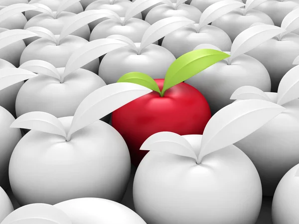 Different Red Apple Out From Others White — Stock Photo, Image