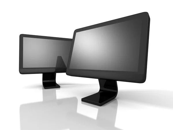 Two LCD Computer Monitors — Stock Photo, Image