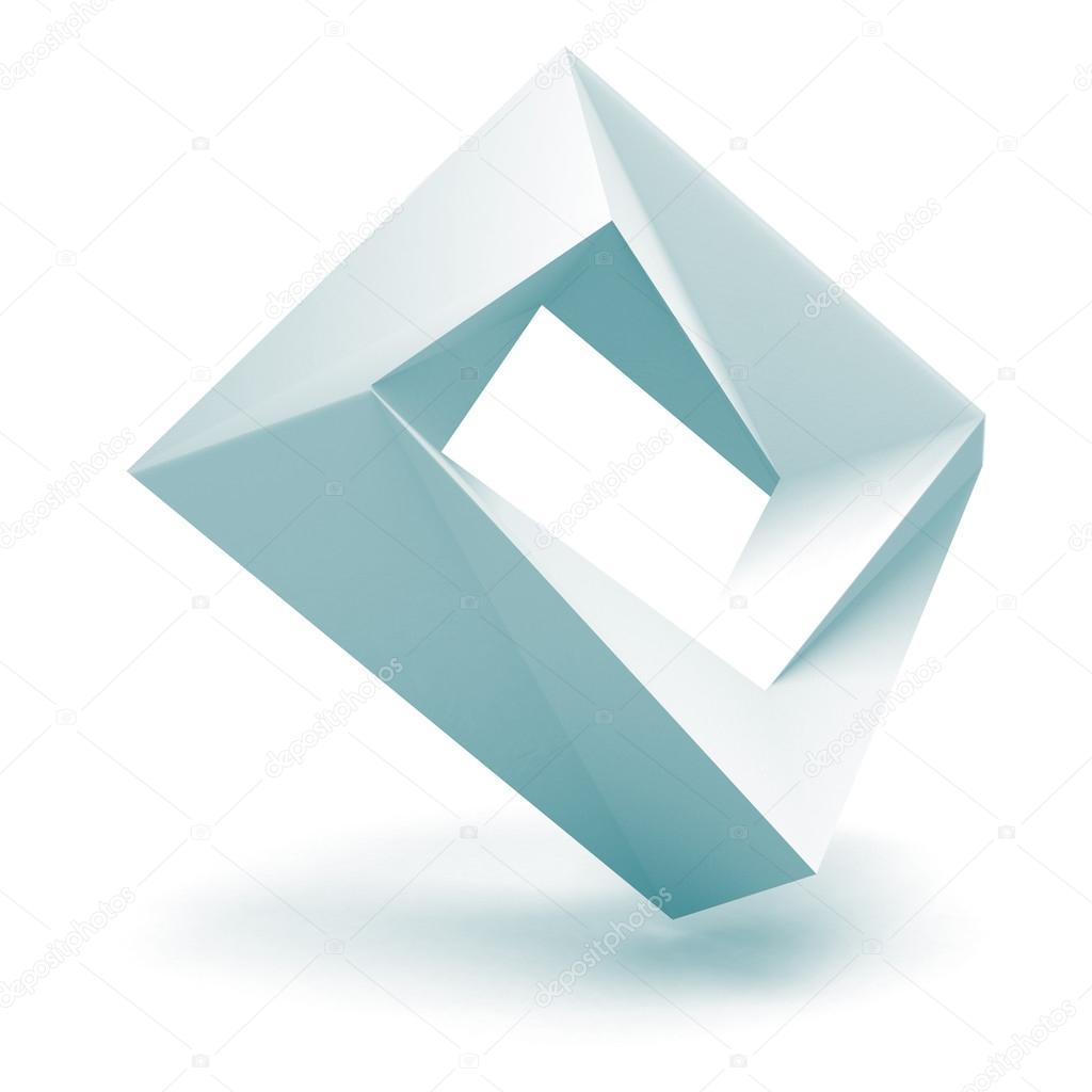 Abstract White Logo Square Shape Oblect. 3d Render Illustration