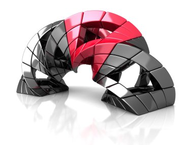 Soyut metalik küp şekil nesnesi