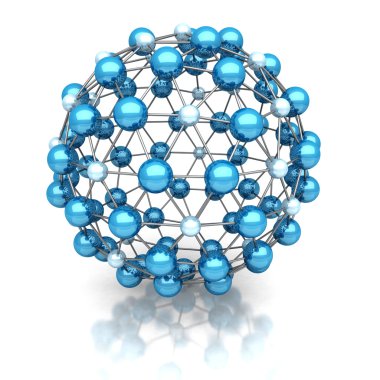 Beyaz zemin üzerine mavi molekül yapısı