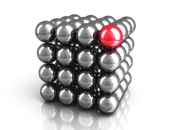 Esfera roja diferente como concepto de liderazgo — Foto de Stock