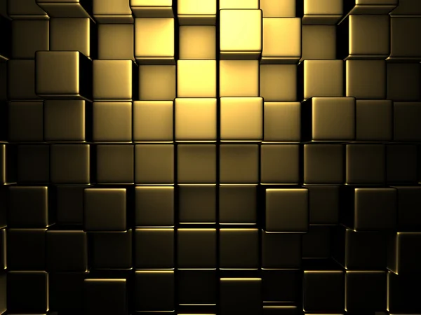 Astratto Golden Cubes sfondo della parete — Foto Stock