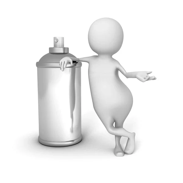 White 3d Man With Spray Paint Can — Stock Photo, Image