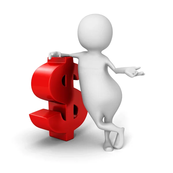 3D osoba s červeným symbolem dolaru — Stock fotografie
