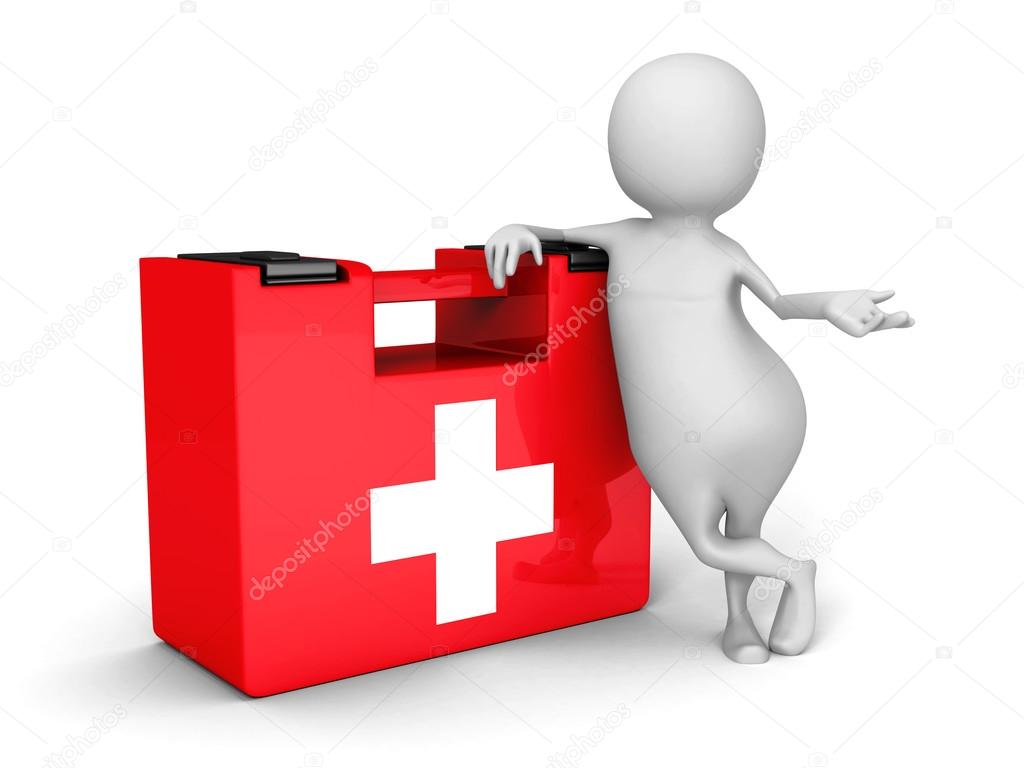 3d Man With First Aid Medical Kit