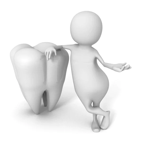 Weißer 3D-Mann mit gesundem Zahn — Stockfoto