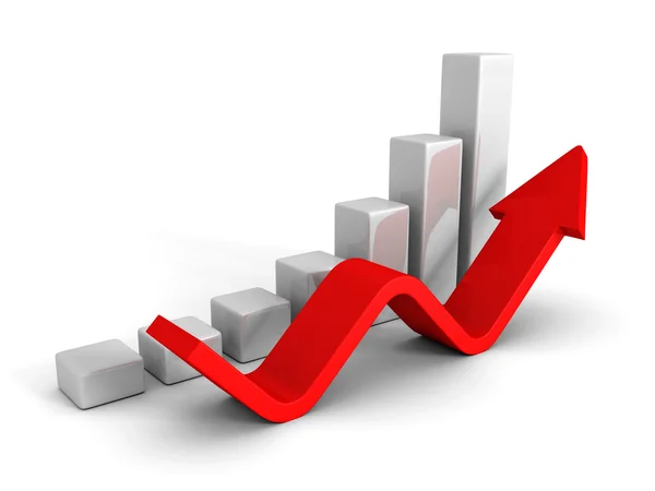 Gráfico de negocios con levantamiento de flecha hacia arriba — Foto de Stock