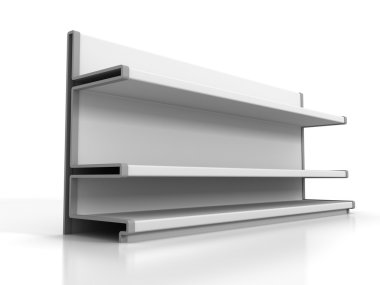 Beyaz arka plan süpermarket raflarında