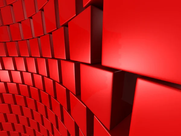 Röda kuber abstrakt vägg bakgrund — Stockfoto
