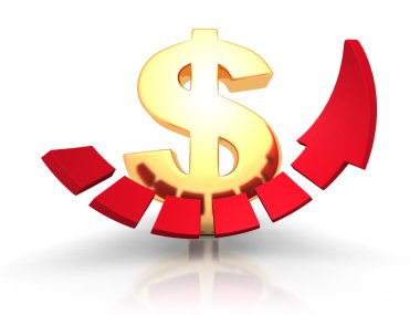 Ok büyüyen ile altın dolar işareti