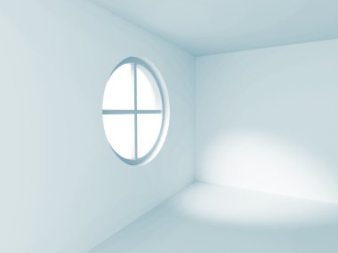 Boş oda iç yuvarlak pencere ile