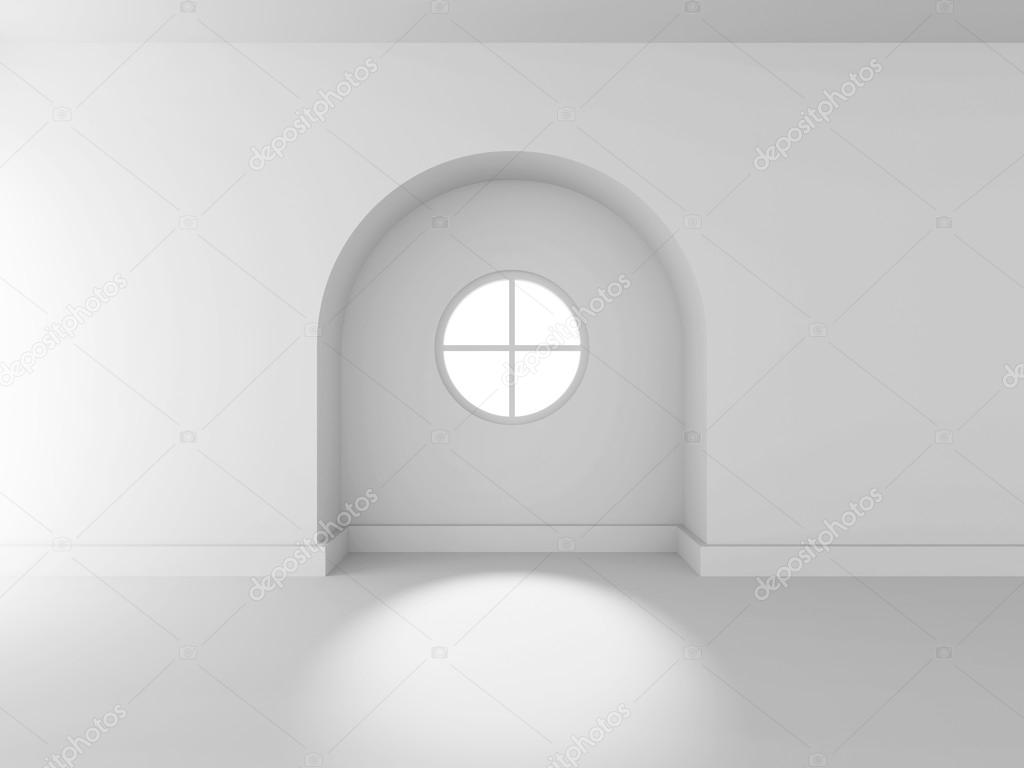 Empty White Room With Round Window