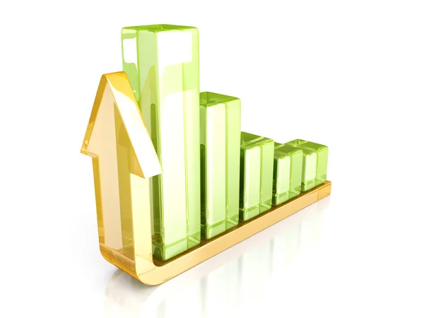 Framgång pil och liggande diagram diagram — Stockfoto