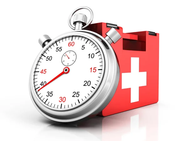 First aid kit with stopwatch — Stock Photo, Image