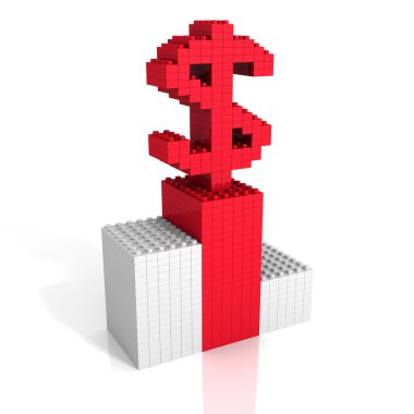 Toy kırmızı dolar işareti tuğla