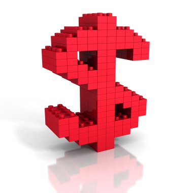Toy kırmızı dolar işareti tuğla