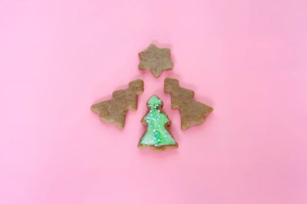 Stars Christmas Trees Gingerbread Dough Painting — Stock Photo, Image
