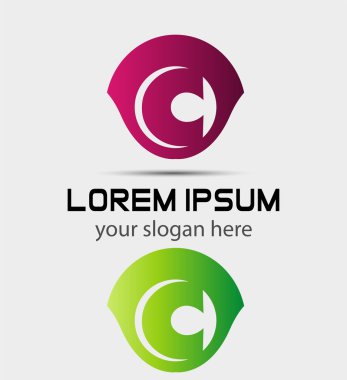 C harfi logo tasarım şablonu elementleri