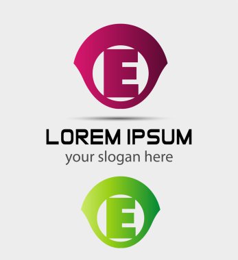E harfi logo tasarım şablonu elementleri
