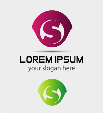 S harfi logo tasarım şablonu elementleri