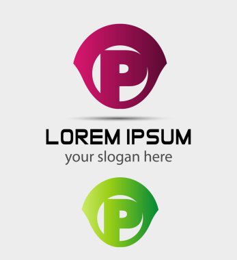 P harfi logo tasarım şablonu ögeleri