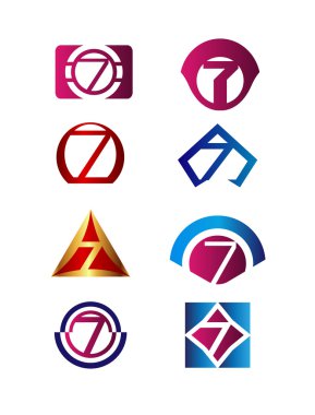 7 numaralı logo simge tasarım şablonu öğeleri