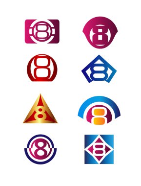 8 numaralı logo simge tasarım şablonu öğeleri