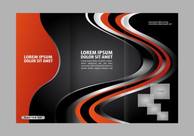 Kırmızı ve siyah üç katlı broşür tasarım şablonu soyut geometrik arka plan ile Eps10 üç katlı alay kadar vektör ve broşür tasarımı geri