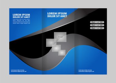 Mavi broşürde konsept reklam için modern üç kat şablonu