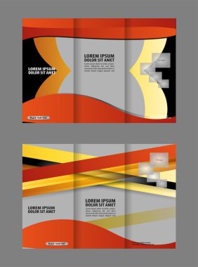 Broşür tasarım şablonu vektör üçe katlanmış geometrik soyut mavi renk