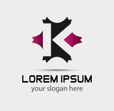 K harfi logo tasarım şablonu elementleri. Vektör renk işareti