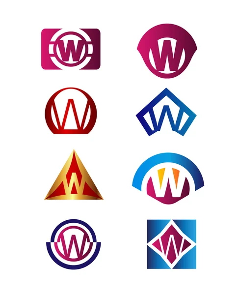 Set di lettere W logo Marchio Identità Corporate vector symbol design template — Vettoriale Stock