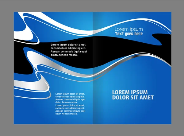 Vector vacío bi-fold folleto plantilla de impresión diseño azul, diseño del folleto — Vector de stock