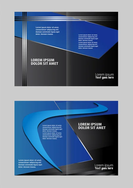 Vector empty bi-fold brochure print template blue design — Stock Vector