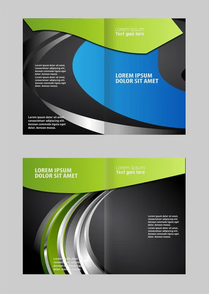Vector vacío bi-fold folleto plantilla de impresión diseño con elementos azules — Vector de stock