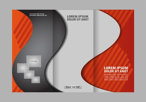 Brochure mock up ontwerpsjabloon voor business, onderwijs, reclame. Driebladige brochure bewerkbare afdrukbare vectorillustratie. Rode kleur. — Stockvector