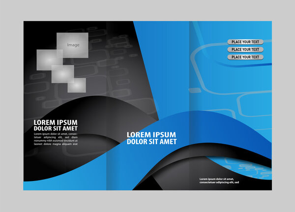 Wave blue design template for tri-fold brochure