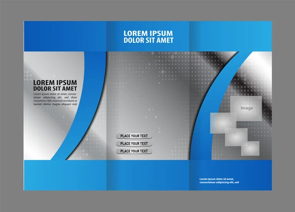 Design de modelo de brochura de três dobras com cor azul —  Vetores de Stock