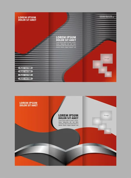 Sjabloon ontwerp driebladige brochure met veelhoeken, veelhoekige gebied. Bewerkbare en lichte vector met plaatsen voor foto's. Proportioneel A4 — Stockvector