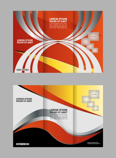 Mallen design av trebladiga broschyr med polygoner. Redigerbara och ljus vektor med plats för foton. Proportionellt A4 — Stock vektor