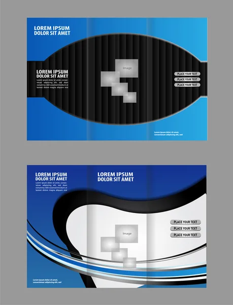 Diseño de folleto Tri-Fold de estilo azul. Folleto corporativo, plantilla de portada — Vector de stock