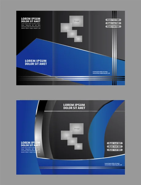 Волна синий дизайн шаблон для трехслойной брошюры — стоковый вектор