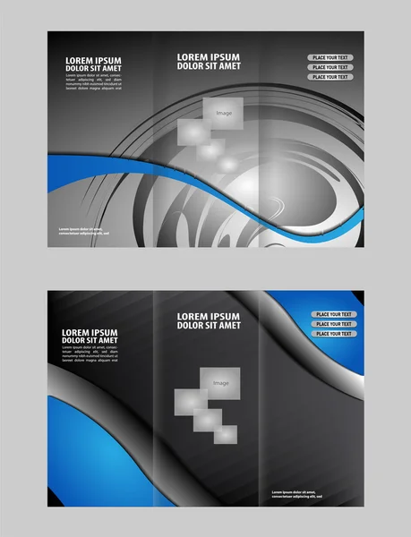 Design de modelo de brochura de três dobras com cor azul —  Vetores de Stock