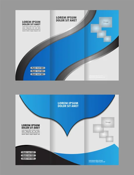 Vector moderno azul tri-fold modelo de design brochura com fundo 3d abstrato colorido —  Vetores de Stock